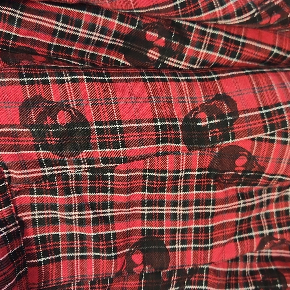 Torrid Red Plaid Black Skull Twill Skater Punk Goth Skirt - Picture 5 of 6